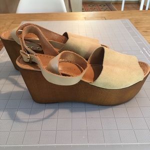 Seychelles Suede & Wood Platform Sandals